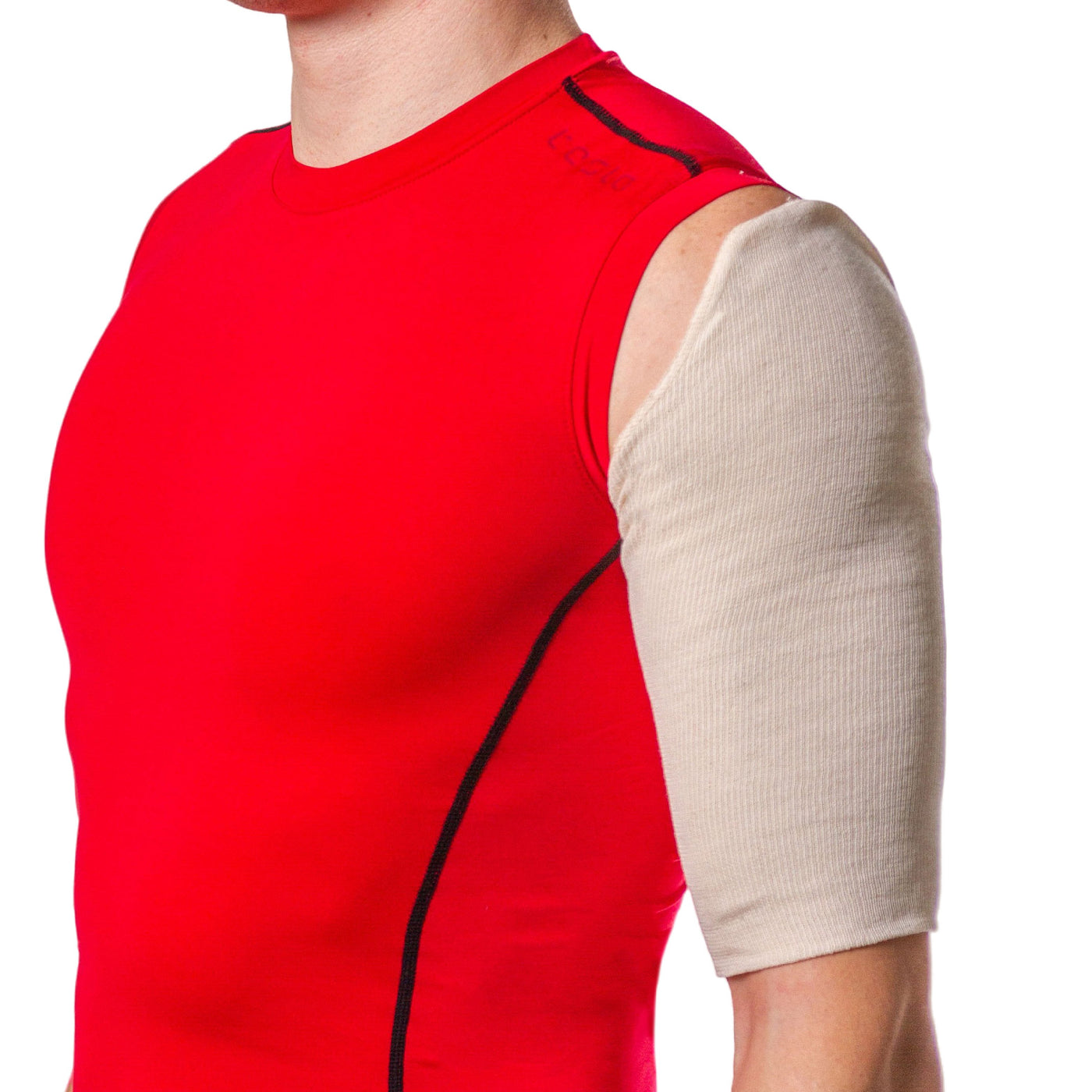 Stockinette under sleeve for Sarmiento brace for humeral shaft fracture is thin and lightweight and is hand washable