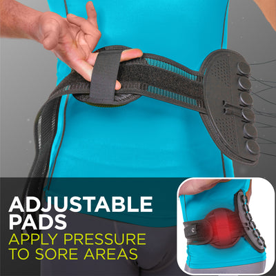 Remove both pads on sacroiliac belt for a more flexible, streamlined fit