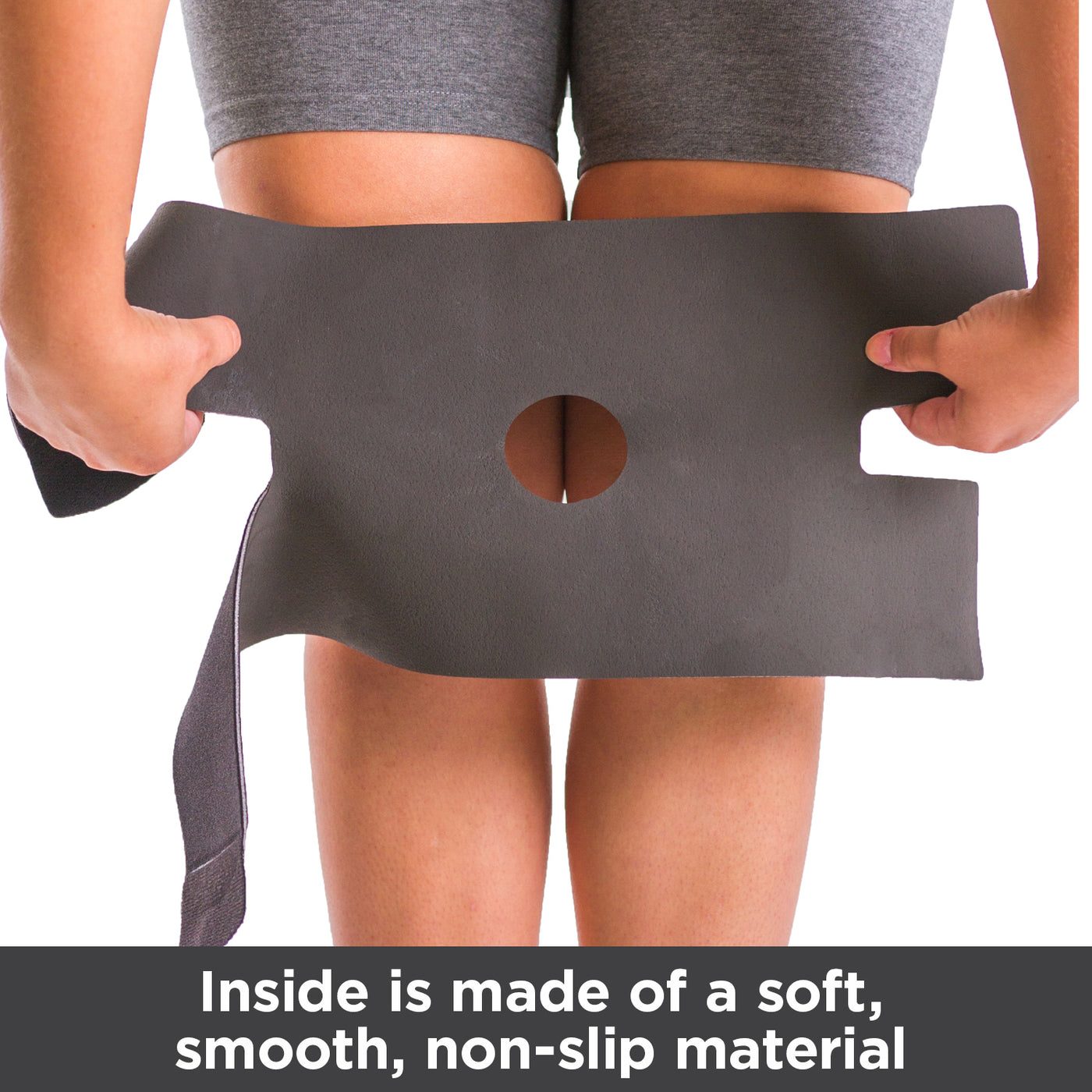 Inside of active knee support is made of a soft, sooth, non-slip material