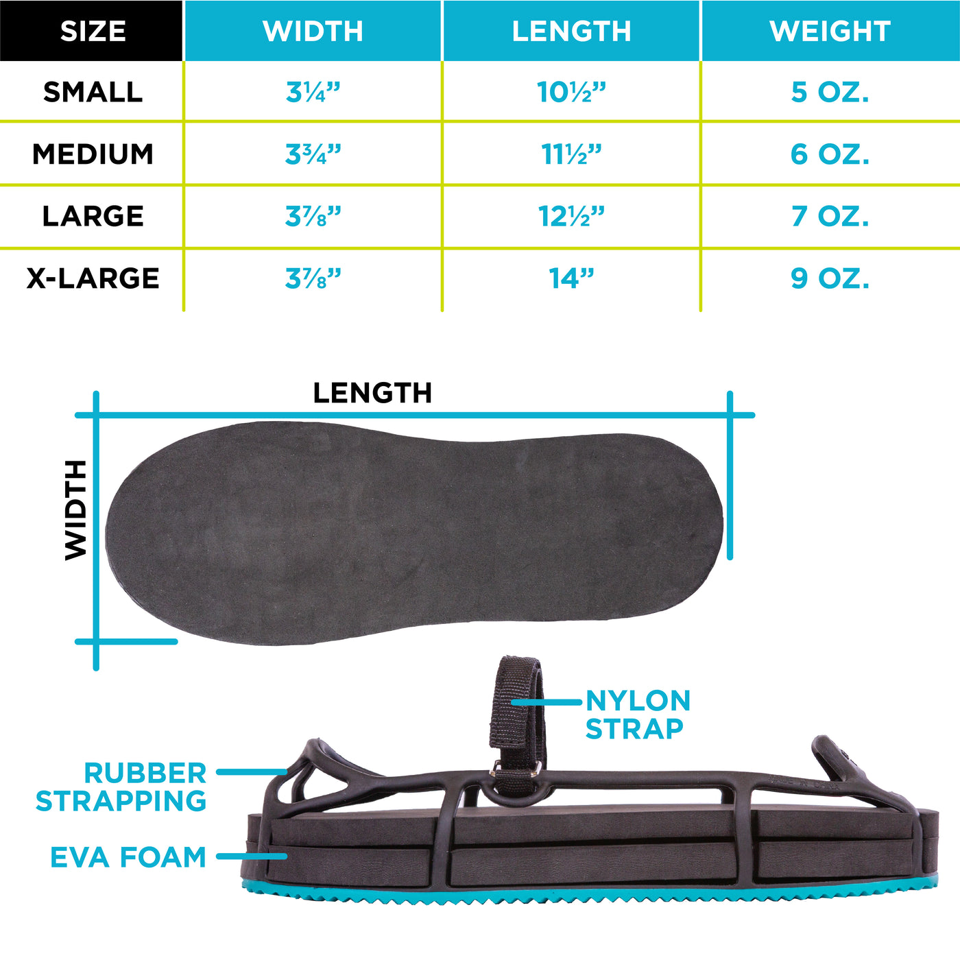 The evenup shoe lift for uneven legs has rubber strapping and a nylon strap