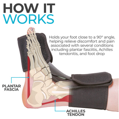 our foot brace holds your foot near 90 degrees to stretch the tendons