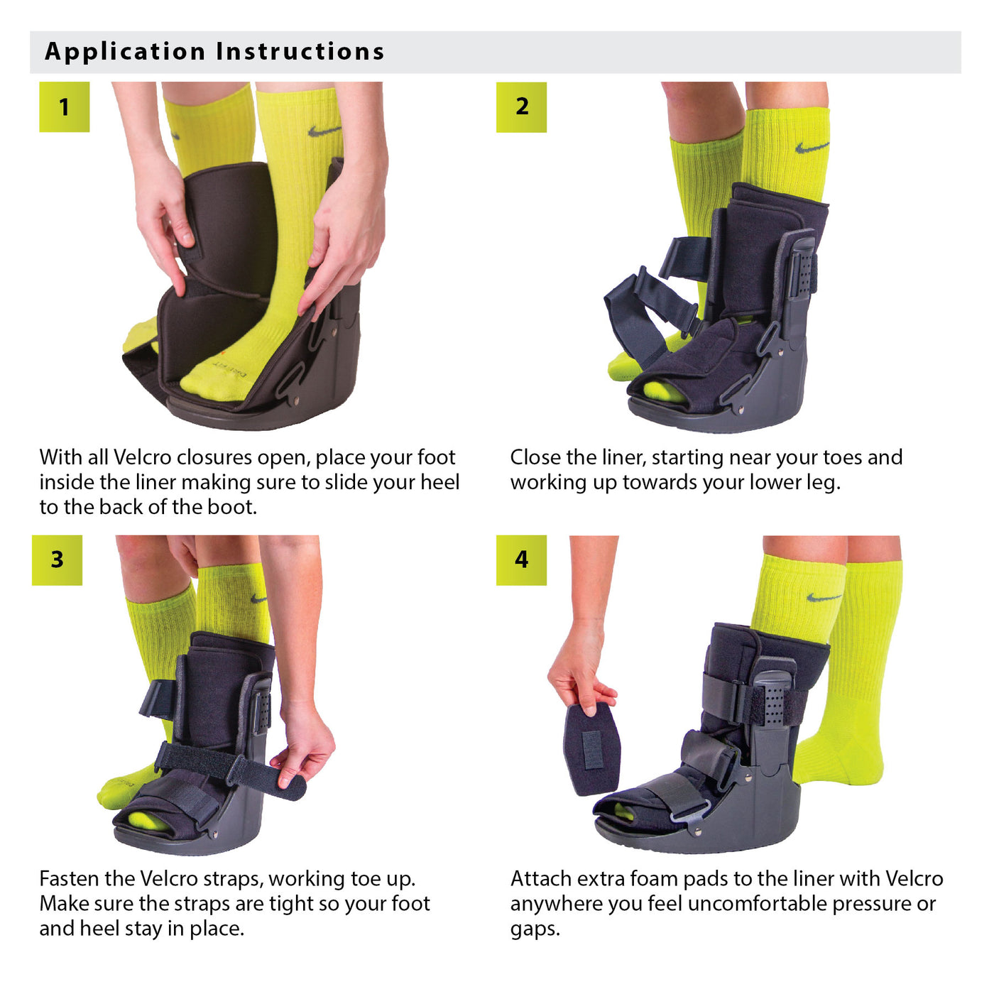 How to put on the short fracture boot instruction sheet
