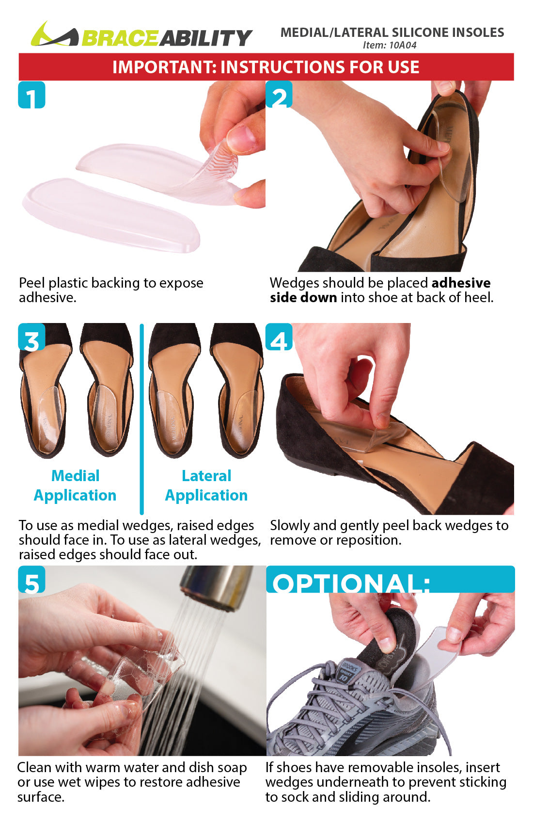 medial and lateral heel wedge instruction sheet