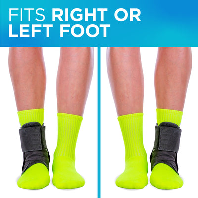 Our lace-up ankle brace can be worn on your left or right foot to treat a rolled ankle or sprain