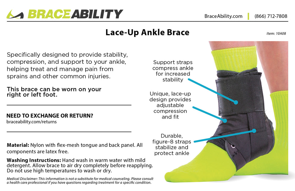 Kids Ankle Brace | Pediatric Lace Up Sprained Foot Support for Youth