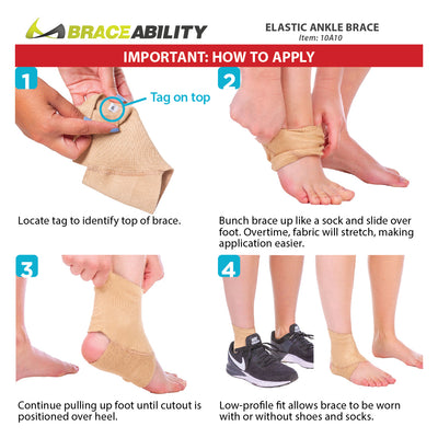 Instruction sheet for how to put on the elastic ankle brace for gymnastics