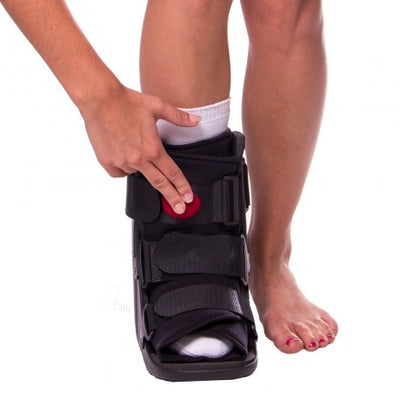 Short air medical walking boot for a broken or injured foot