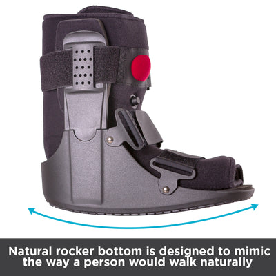Natural rocker bottom is designed to mimic the way a person would walk naturally