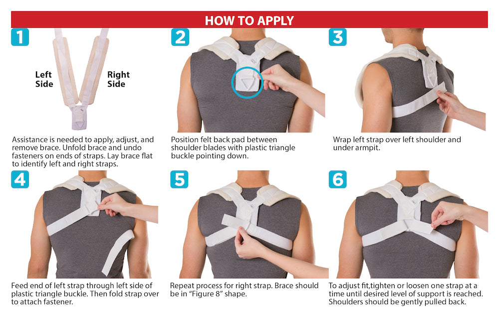 How to put on the figure 8 clavicle and posture brace instruction sheet