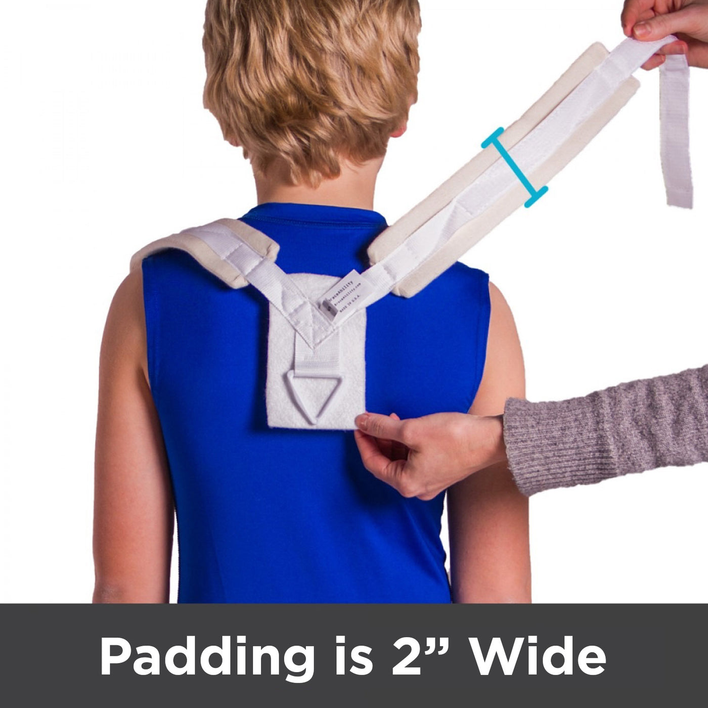 Padded straps on this clavicle fracture brace are 2 inches wide