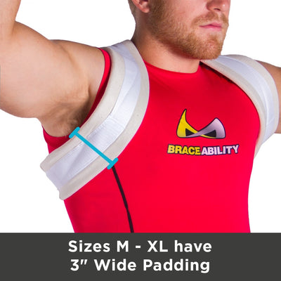 Collarbone fracture brace sizes M-XL have 3-inch wide padded straps