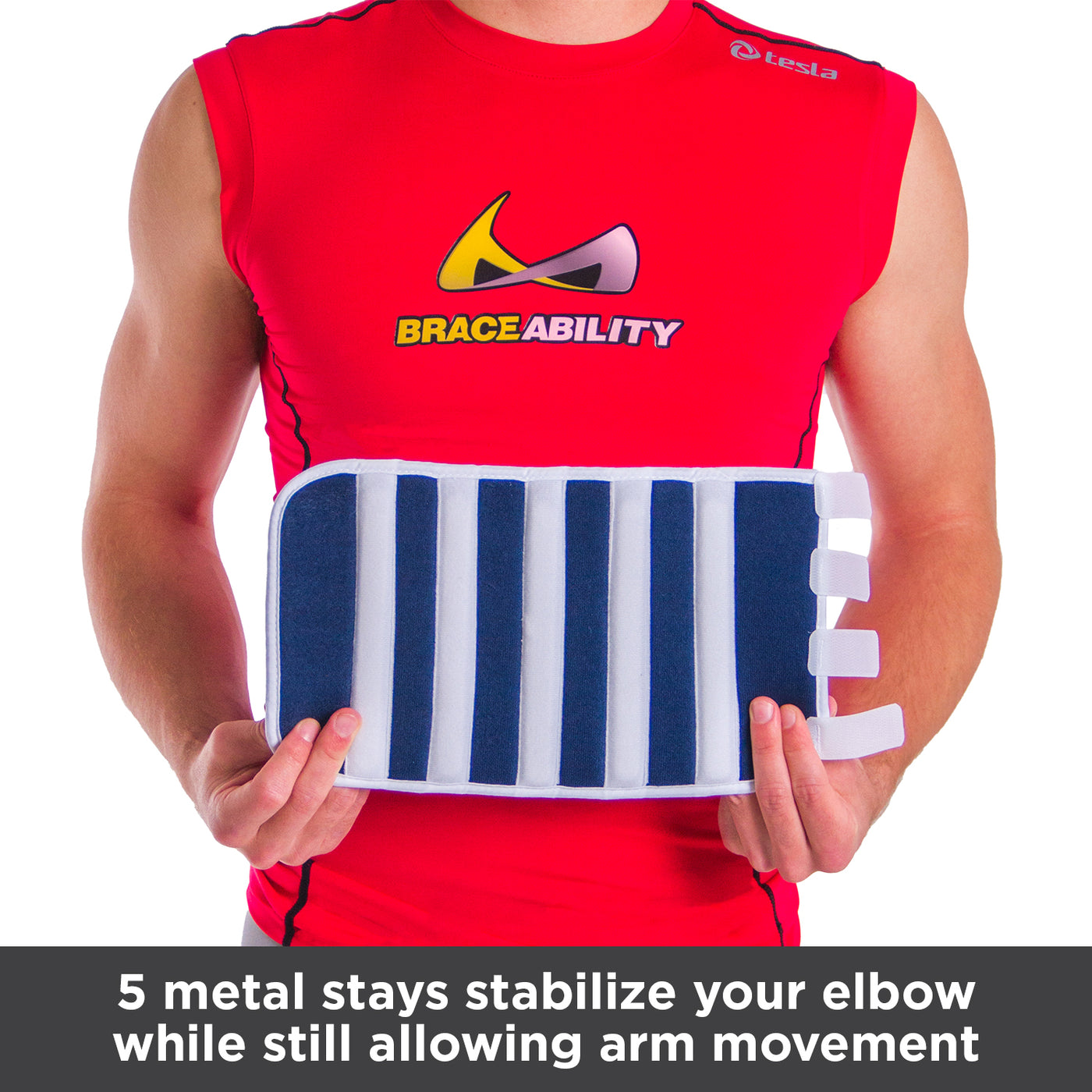 5 metal stays stabilize your elbow while still allowing arm movement