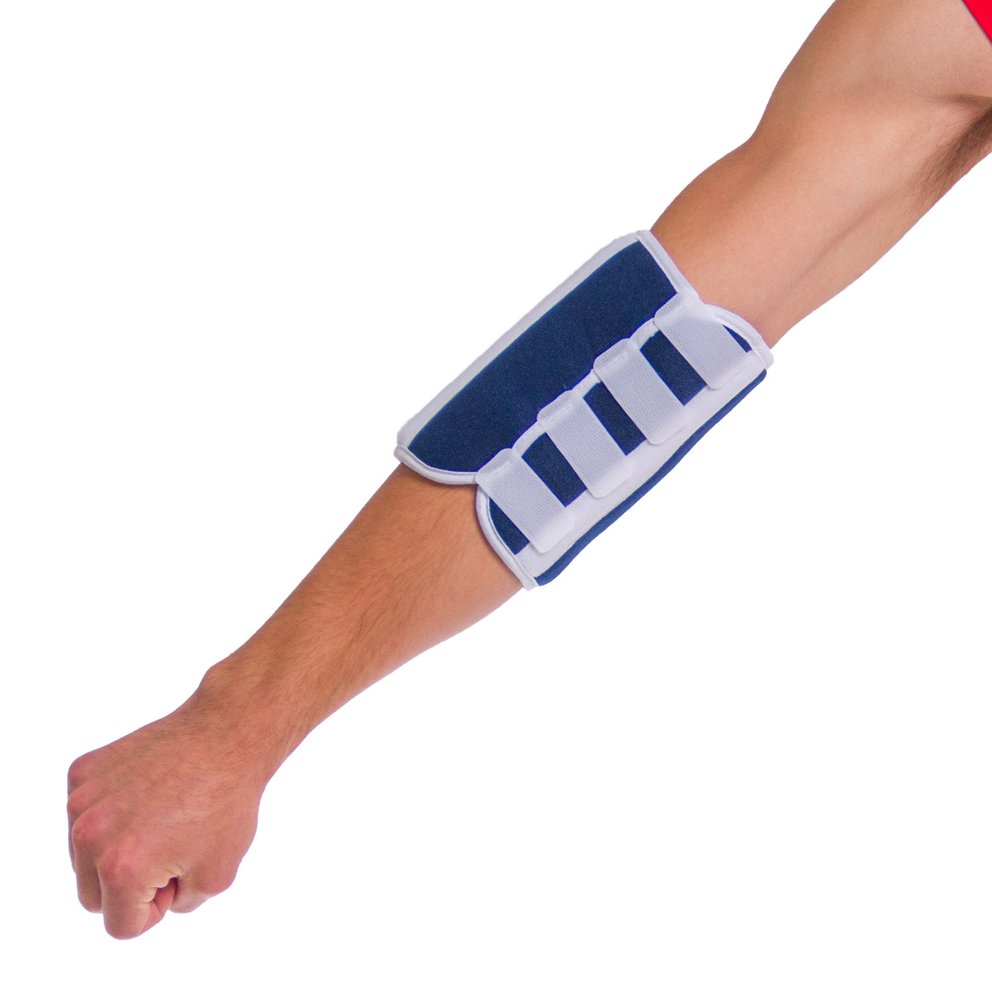 Adult elbow splint and stabilizer helps prevent elbow flexion (bending) while sleeping