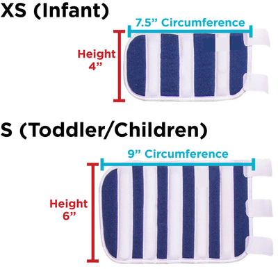 Comparing the size difference the XS is ideal for babies and infants with smaller arms. The S fits toddlers and children