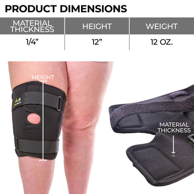Our torn meniscus knee brace is 12 inches tall and under one pound