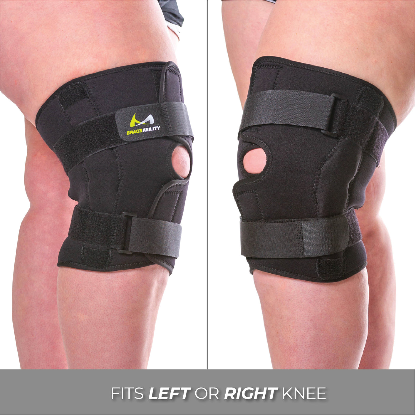 Our plus size knee brace can be worn on your left or right knee by men or women