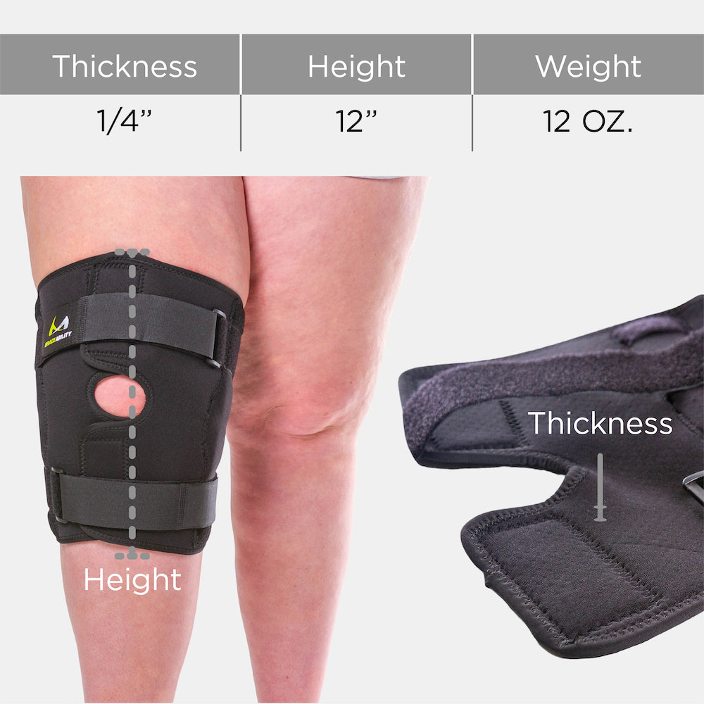 The twelve inch tall osteoarthritis knee brace provides pain relief treatment