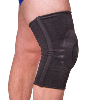 Pull-on padded knee sleeve for knee bursitis treatment and carpenter's kneecap pain