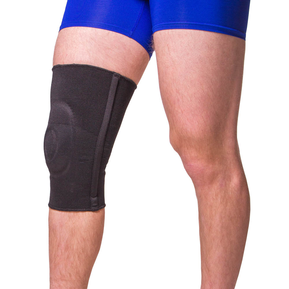 Splints on either side of the knee brace for additional support and stabilization