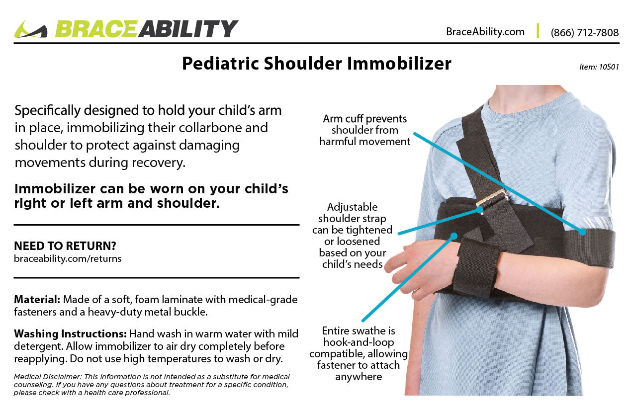 to clean the pediatric shoulder immobilizer hand wash in warm water with mild detergent