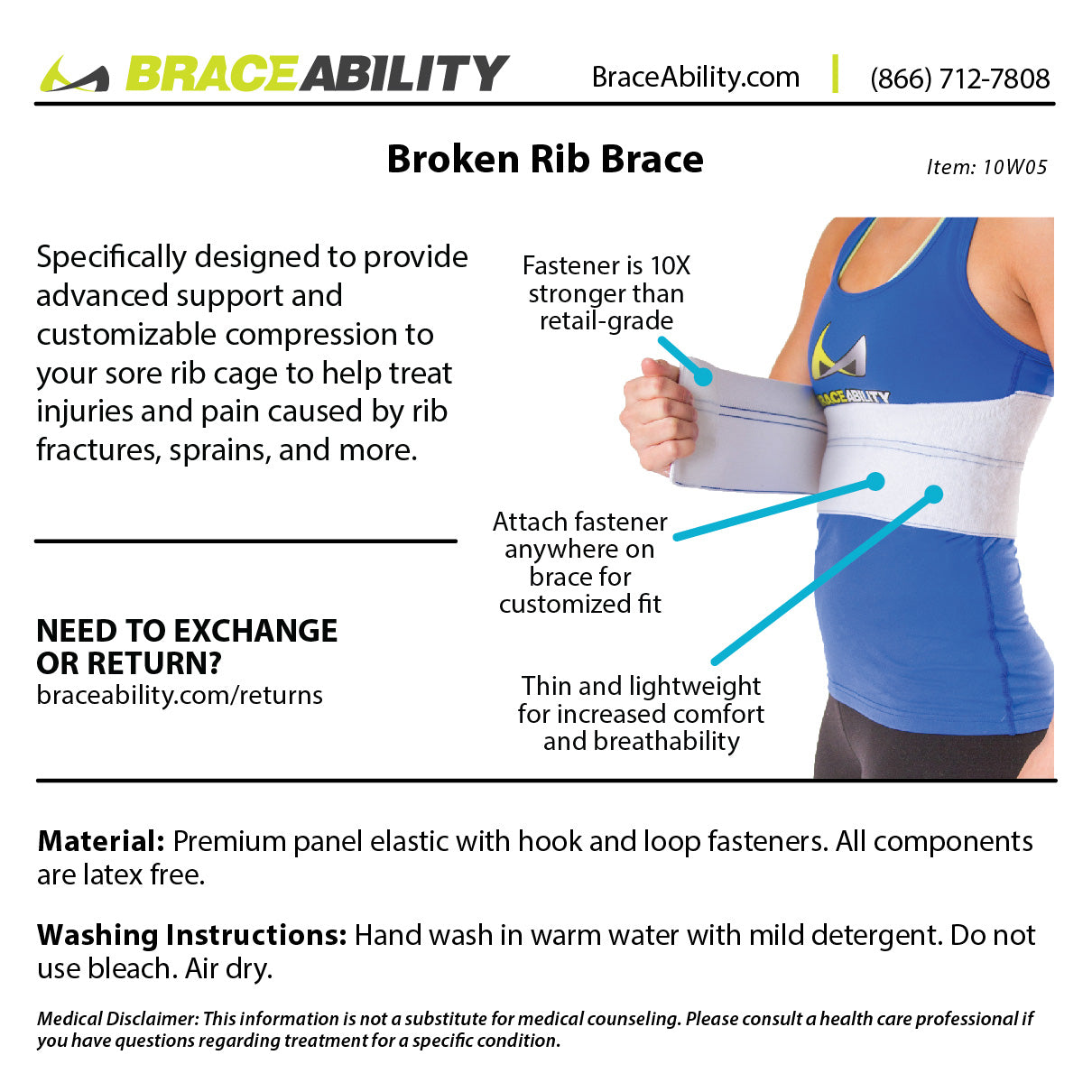 Rib Brace Broken Rib Belt, Chest Brace Elastic Rib Support Brace