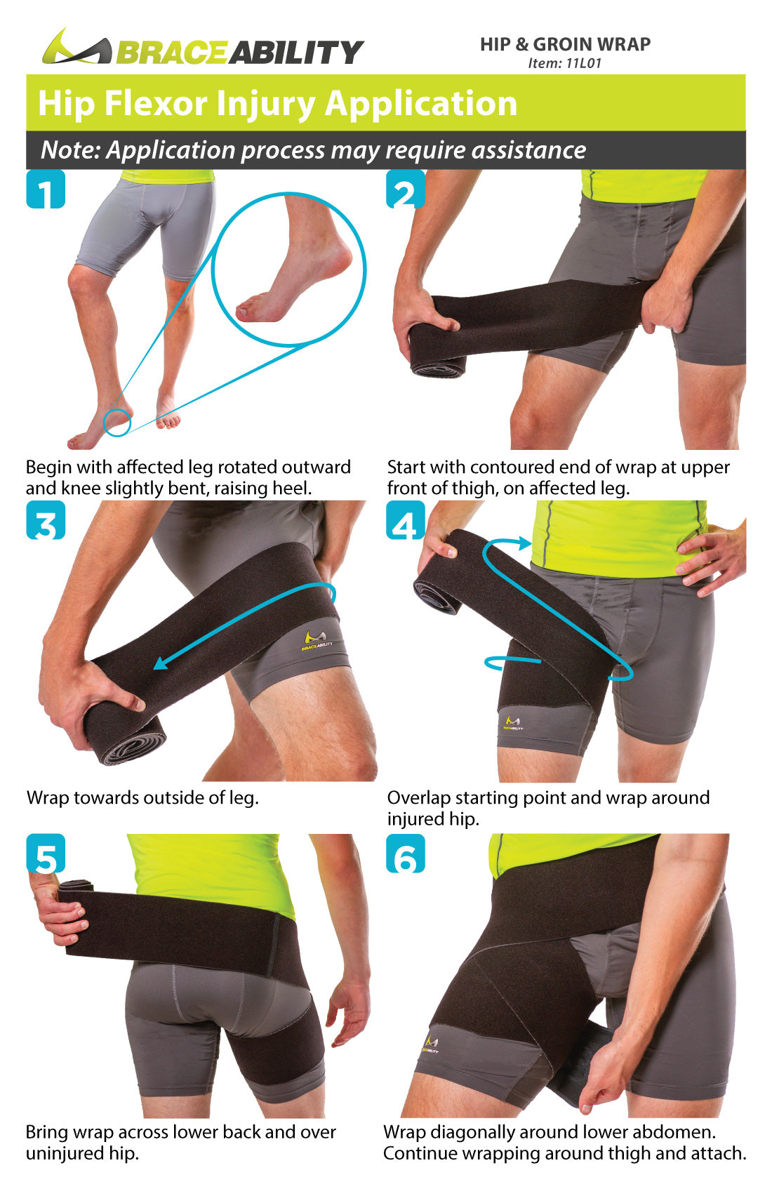 How to put on the hip and groin wrap instruction sheet