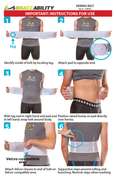 How to put on the hernia belt instruction sheet