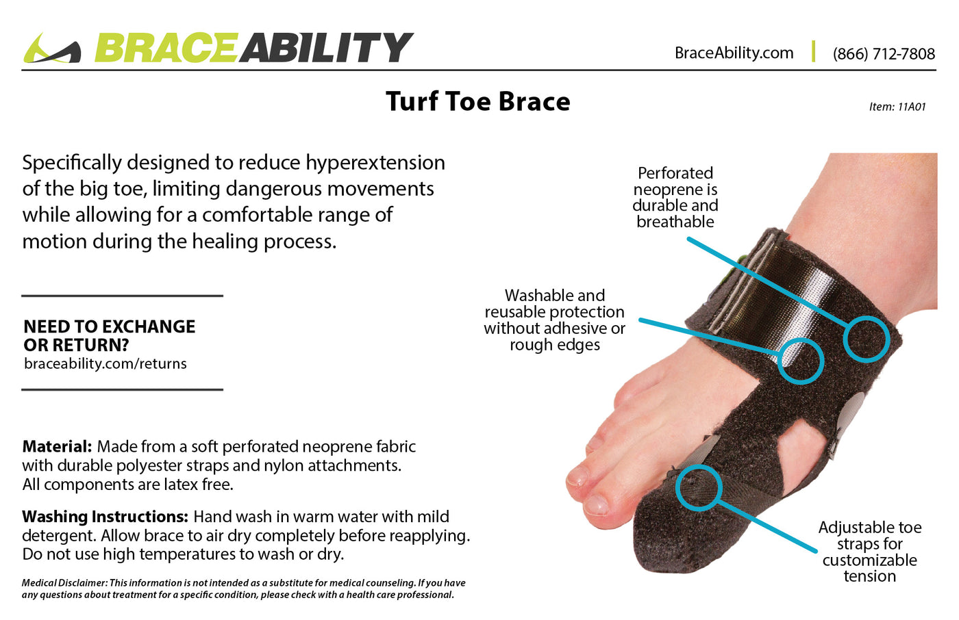 hand wash the turf toe brace in warm water with mild detergent. Air dry completely before reapplying