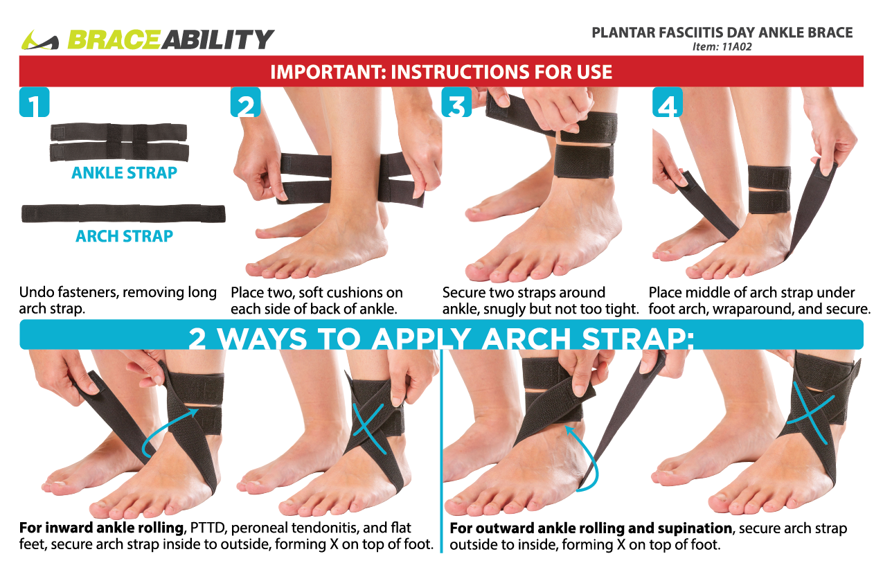 the instruction sheet for the daytime ankle brace for plantar fasciitis