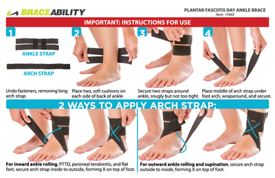 the instruction sheet for the daytime ankle brace for plantar fasciitis