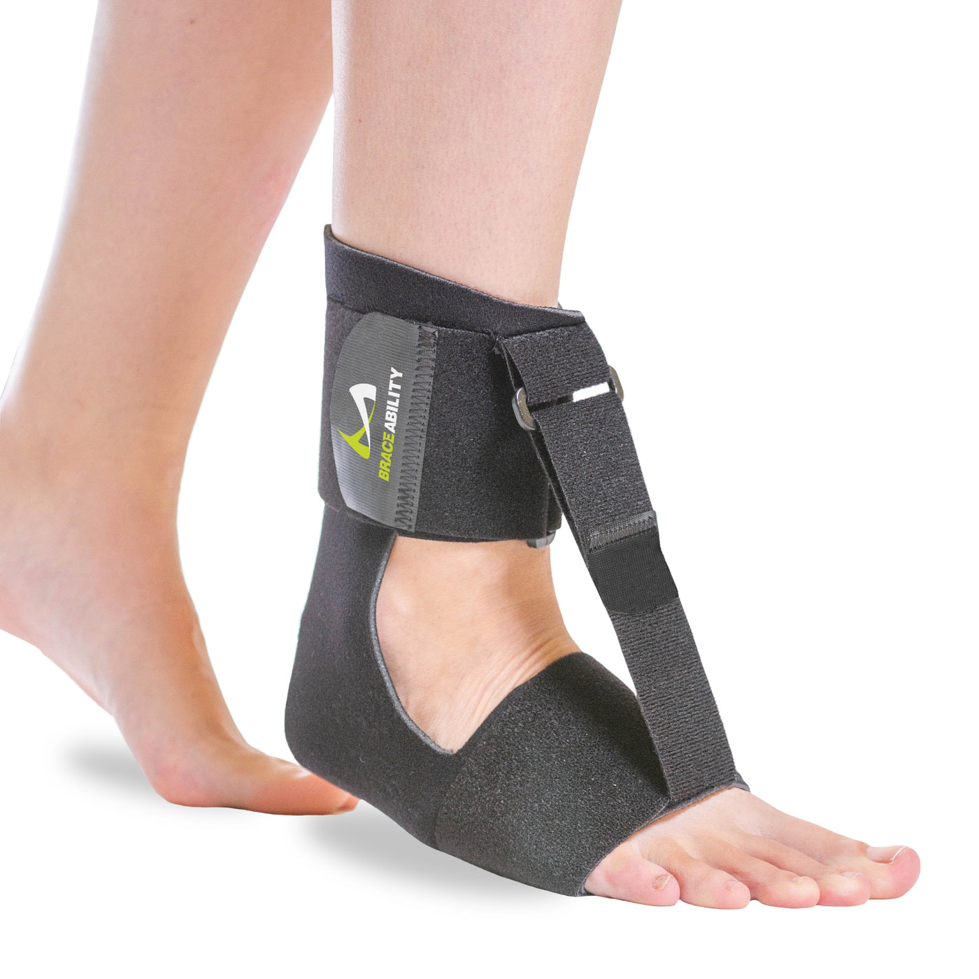 The BraceAbility sleeping foot drop brace is a sock style ankle brace