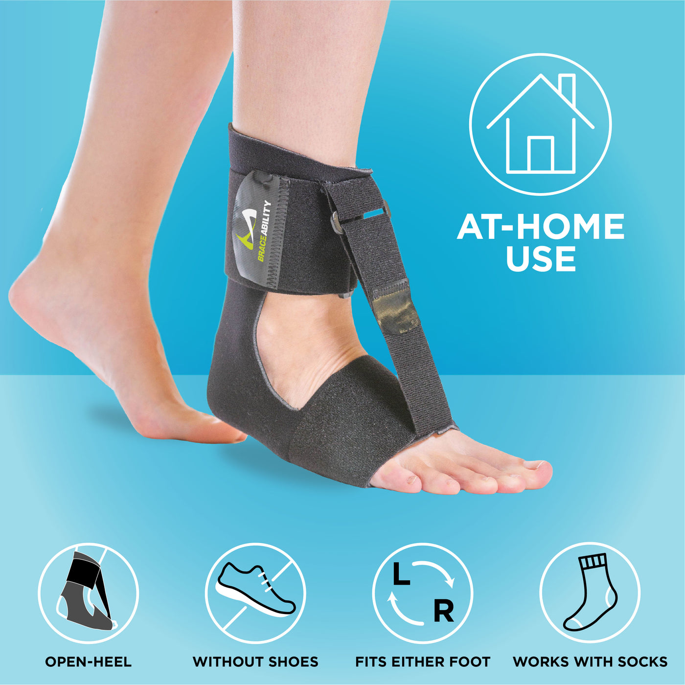 our soft afo drop foot support fits either foot and should be worn without shoes