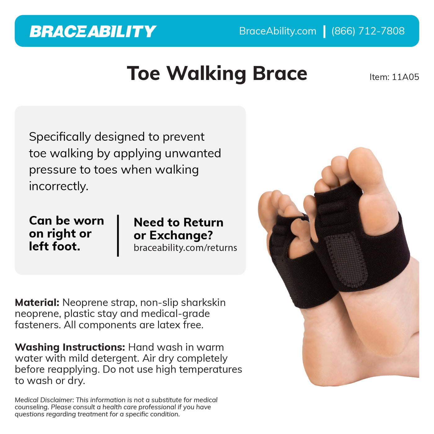 to clean the toe walking brace, hand wash in warm water with mild detergent, air dry