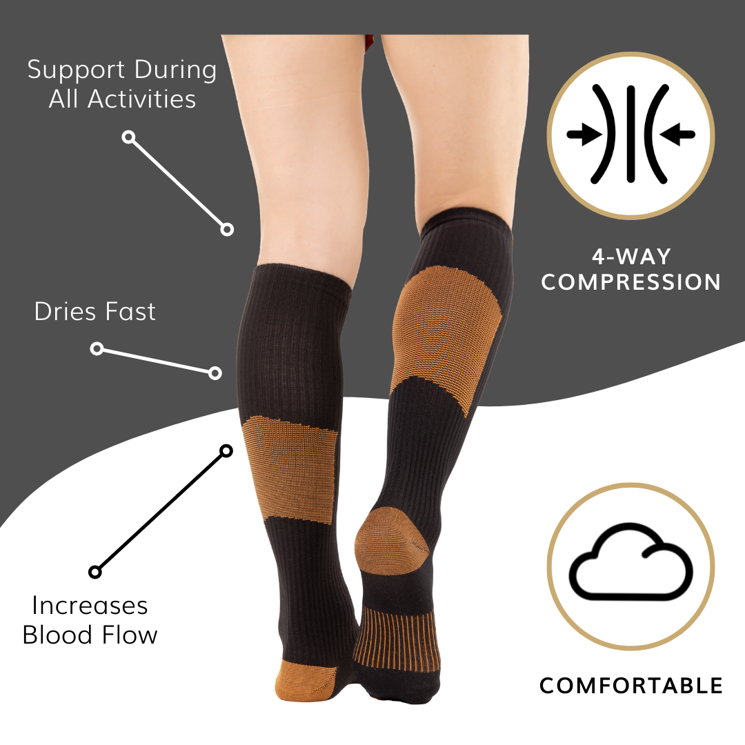 Solid Copper Infused | Knee-High Compression Socks For Women