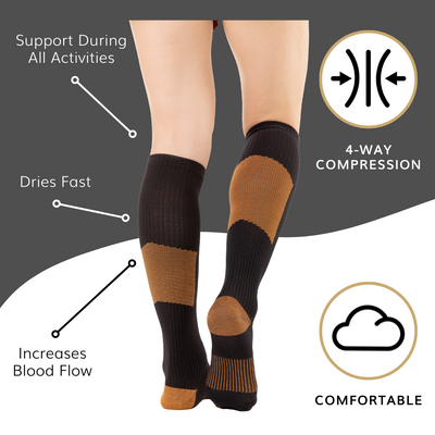 the copper anti-embolism compression socks apply 4-way compression for varicose veins, and pregnancy swelling