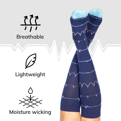 Our heart rate compression socks are breathable and lightweight making them perfect for healthcare workers