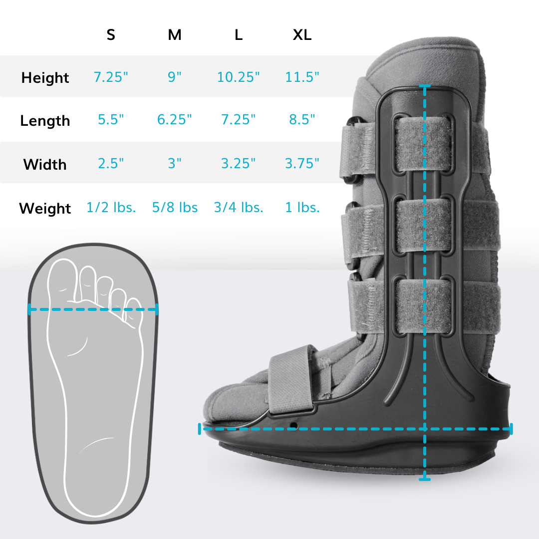 the pediatric walker for kids foot leg recovery comes in varying widths and heights
