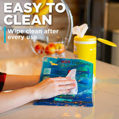 easy to clean ice and heat pad is easy to clean with a damp cloth