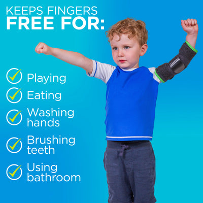 The BraceAbility Kids Thumb Sucking Brace still allows kids to eat and use the bathroom without taking it off