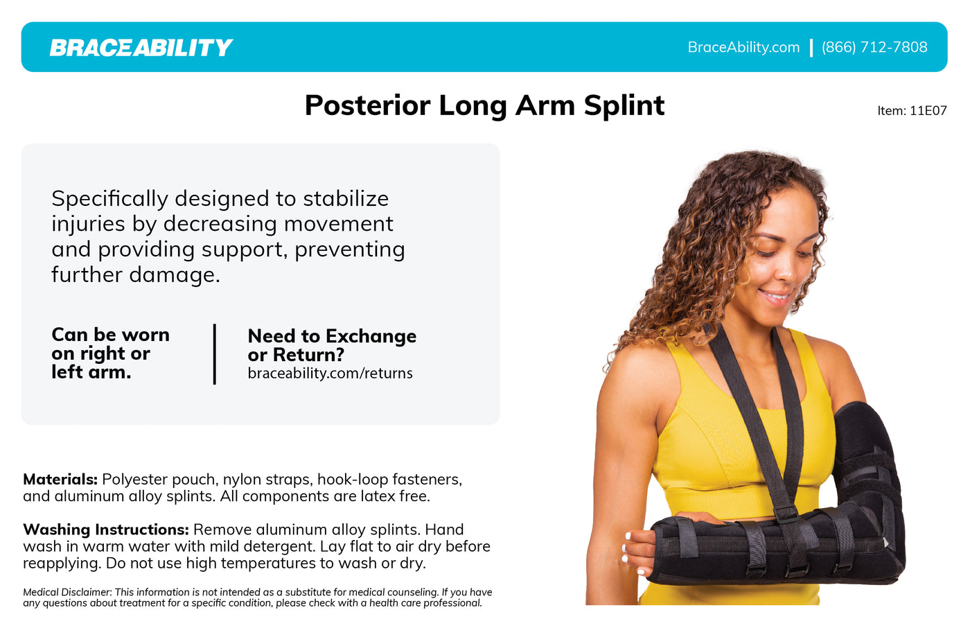 Soft Posterior Elbow Splint & Long Arm Immobilizer Brace