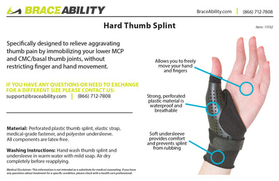 to clean the hard thumb splint, wipe with a damp cloth