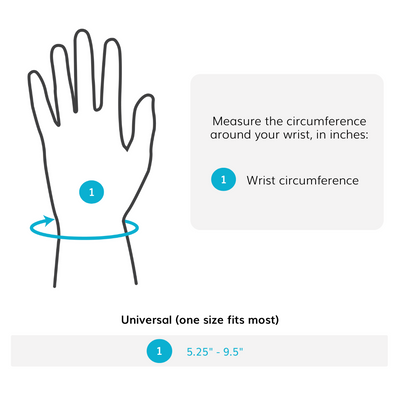 Our trigger thumb splint sizing chart is a one size fits most with wrist circumferences fitting up to nine and a half inch wrists