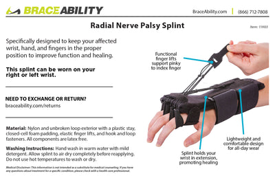 to clean the radial nerve palsy splint, hand wash in warm water with mild detergent