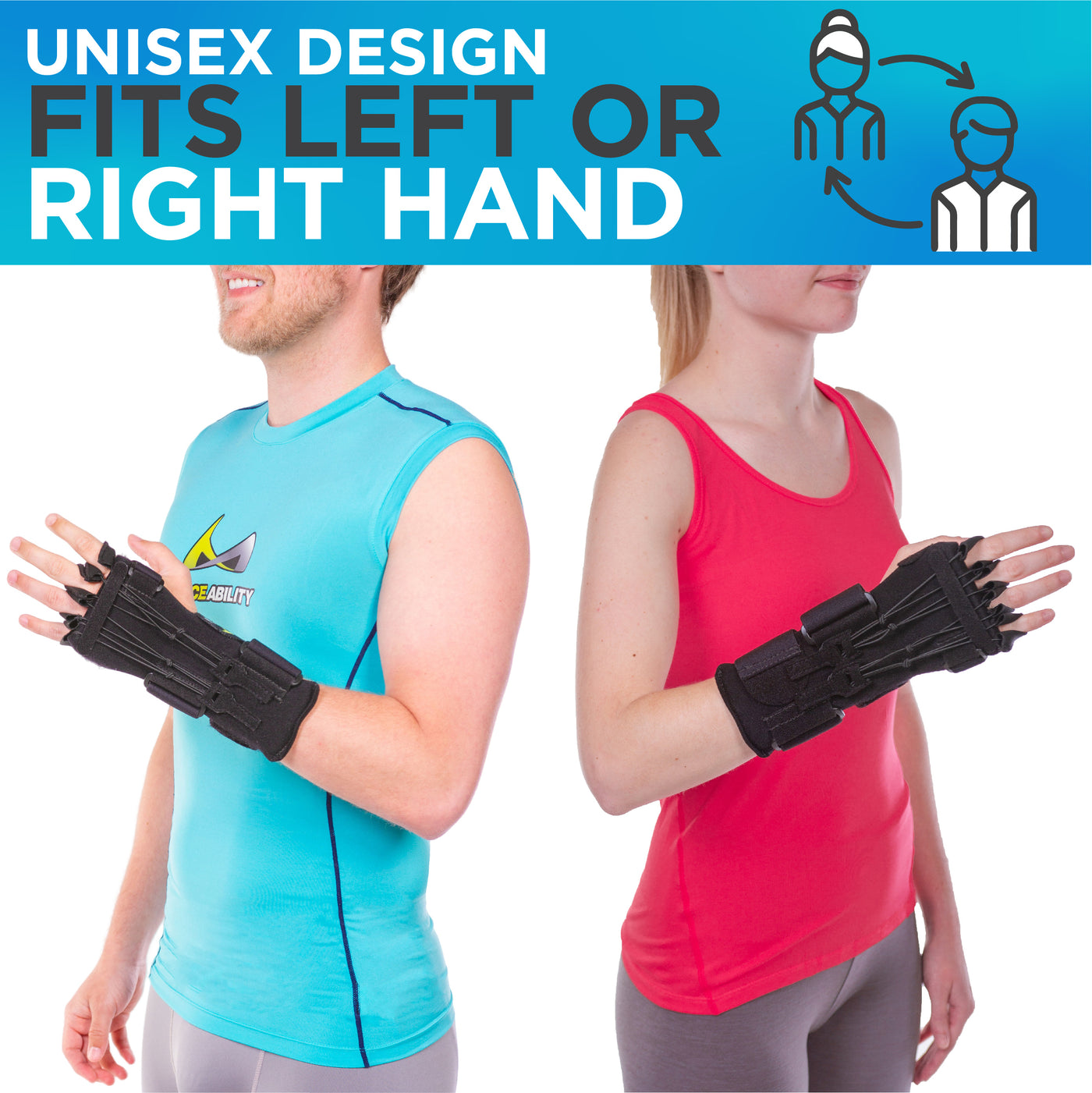 Our Saturday night palsy splint fits men and women on left or right hand