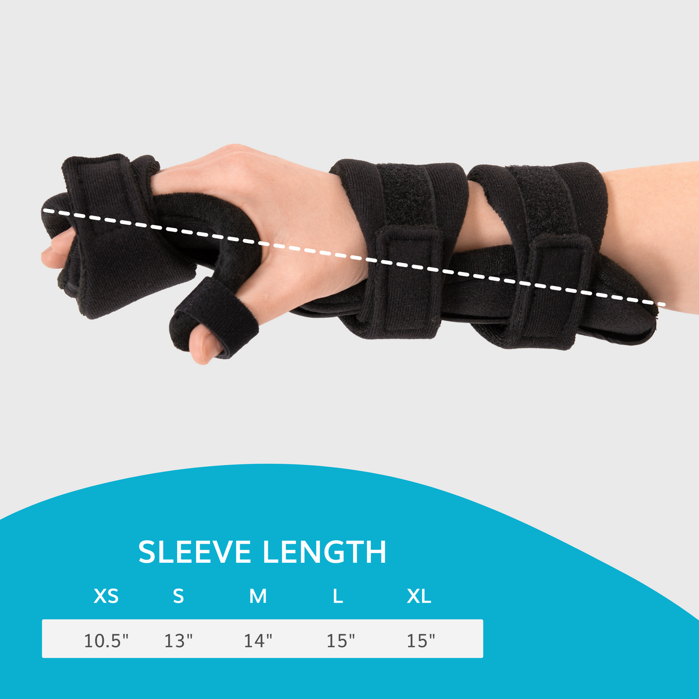 The braceability resting hand splint is up to 15 inches long, giving maximum arm support