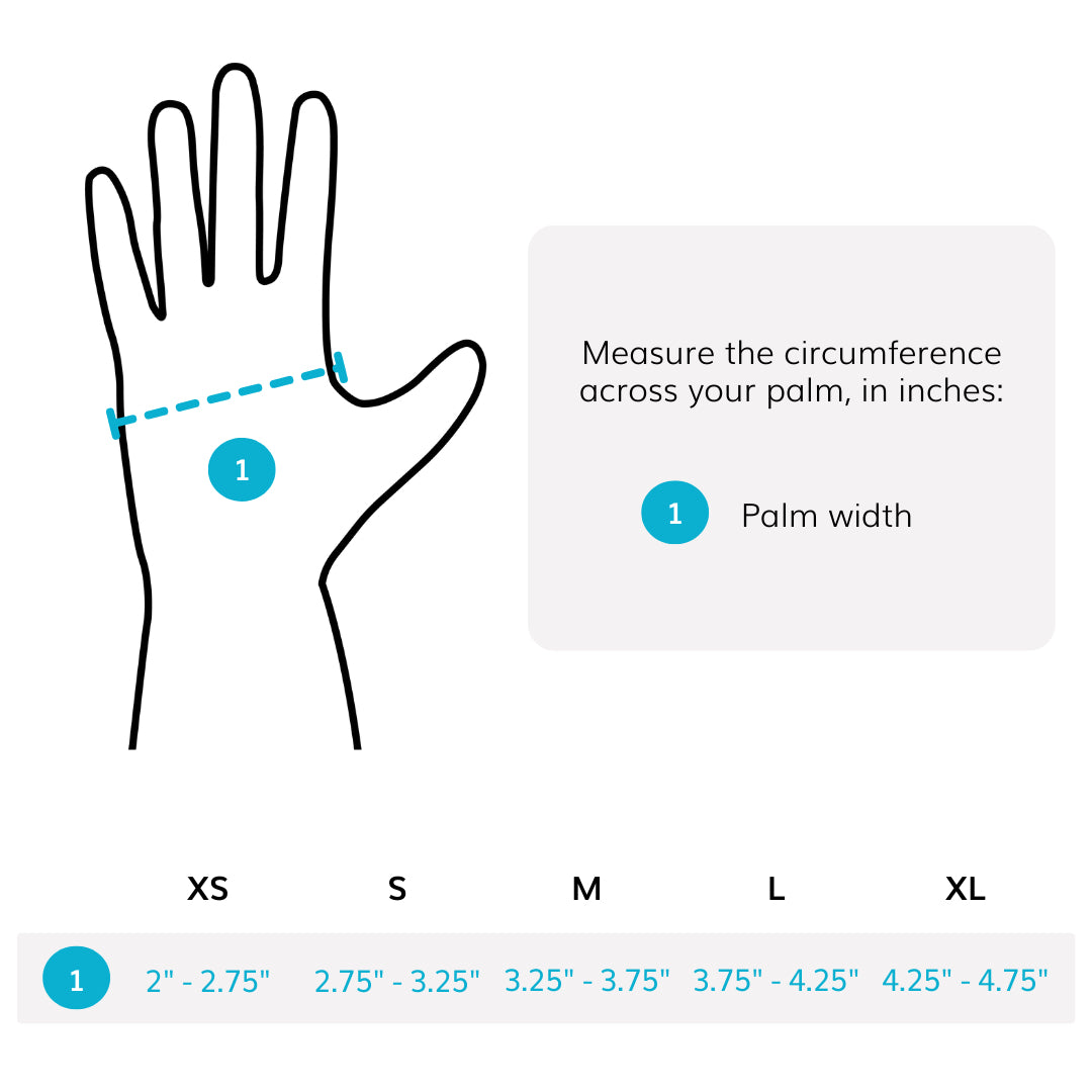 The sizing chart for the volar wrist brace comes in size XS through XL fitting plus sizes