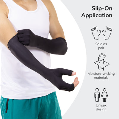 The BraceAbility left and right hand joint pain gloves are sold as a pair for RA relief
