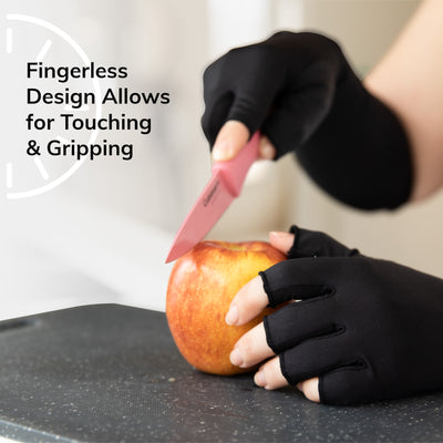 The fingerless arthrtitis gloves leave your fingers free to allow for your normal grip