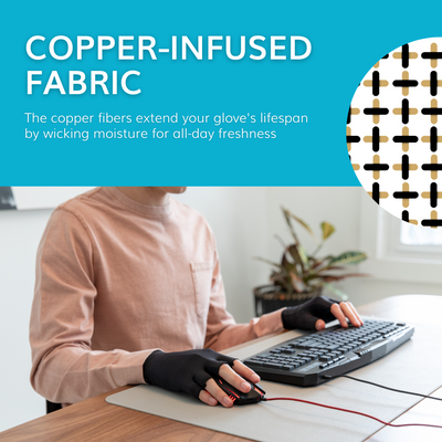 copper infused compression gloves releases moisture for all-day freshness