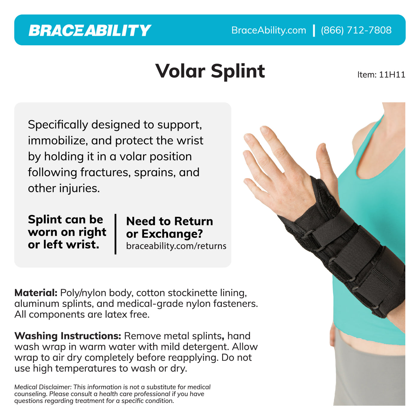 Volar Wrist Splint, Carpal Tunnel Wrist Brace With Night Support